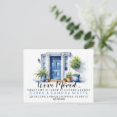 青いフロントドア住所の変更、移動した家 案内ポストカード (スタンド正面)