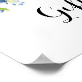 青いフローラあじさいギフトテーブルサイン ポスター (角)