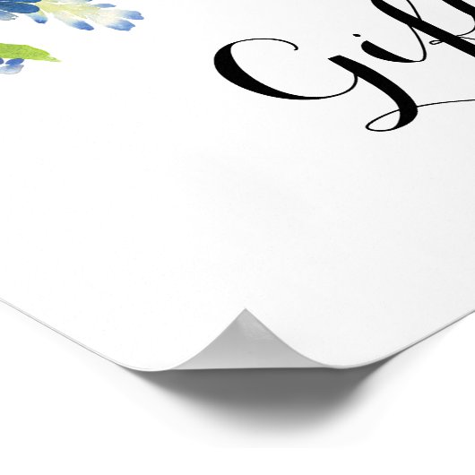 青いフローラあじさいギフトテーブルサイン ポスター (角)