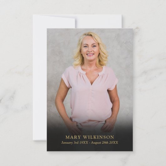 青いフローラお祝いの人生の葬儀の写真 サンキューカード (裏面)