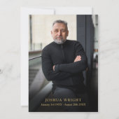 青いフローラお祝いの人生の葬儀の写真 招待状 (裏面)