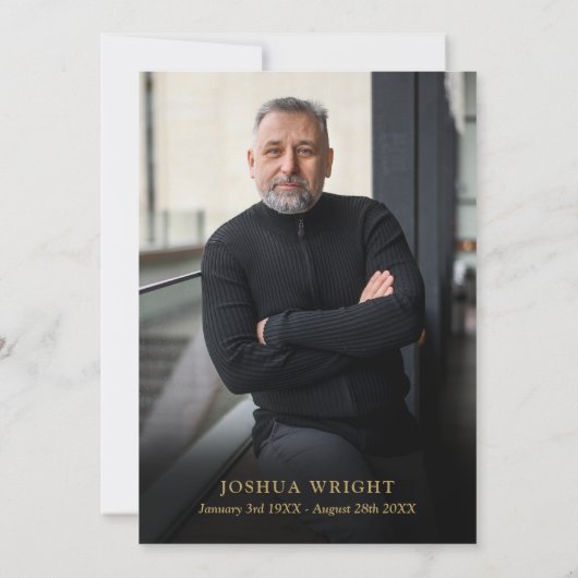 青いフローラお祝いの人生の葬儀の写真 招待状 (裏面)