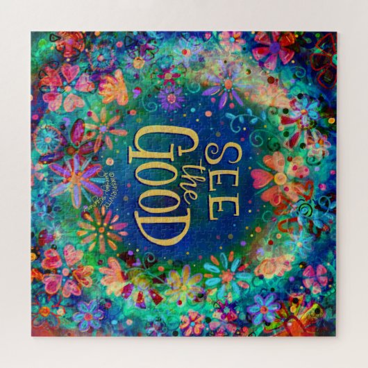 青いフローラかわいらしは良いインスピリシティおもしろいを参照 ジグソーパズル (横)