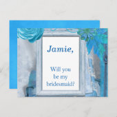 青いフローラが私の花嫁になる インビテーションポストカード (正面/裏面)