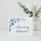 青いフローラが私の花嫁カードになるかな インビテーションポストカード (スタンド正面)