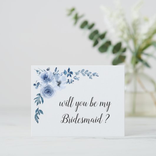 青いフローラが私の花嫁カードになるかな インビテーションポストカード (スタンド正面)