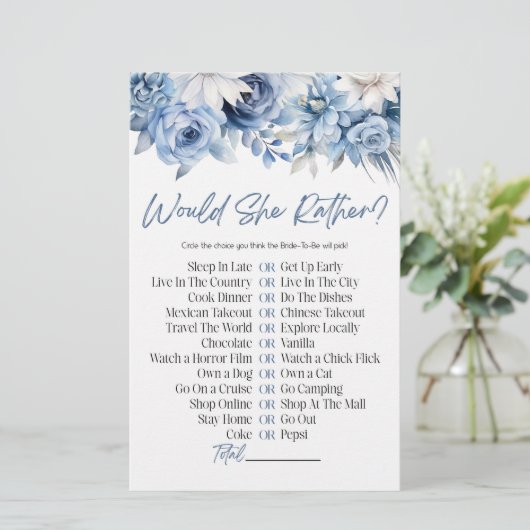 青いフローラって言うの?ブライダルシャワーゲーム 便箋 (スタンド正面)