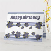 青いフローラとストライプの混合 カード (黄色い花)