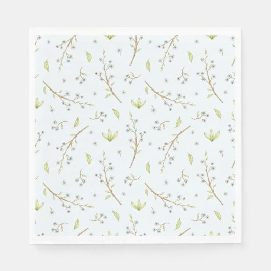 青いフローラと緑の少年の赤ちゃんシャワー スタンダードランチョンナプキン (正面)