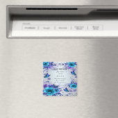 青いフローラと蝶は日付磁石を保存 マグネット (インサイチュ (食洗機))