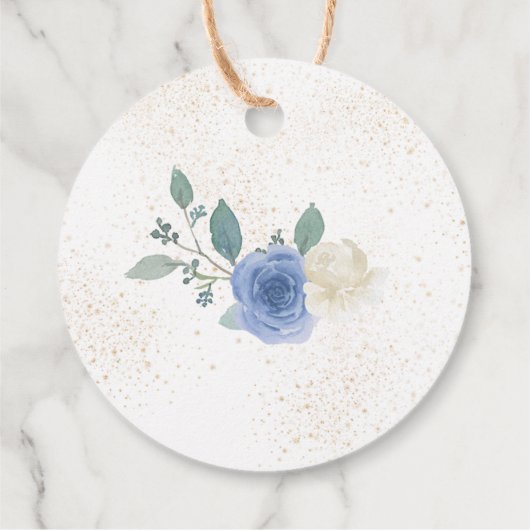 青いフローラと金ゴールドメッセージカード フェイバータグ (裏面)