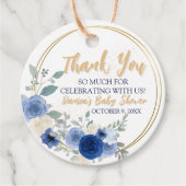 青いフローラと金ゴールドメッセージカード フェイバータグ (正面)