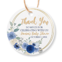 青いフローラと金ゴールドメッセージカード