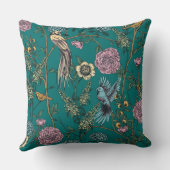 青いフローラと鳥フローラ クッション (裏面)