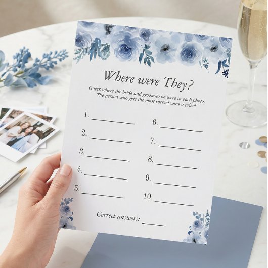 青いフローラどこ彼らはブライダルシャワーゲーム チラシ