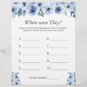 青いフローラどこ彼らはブライダルシャワーゲーム チラシ (正面)