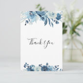 青いフローラのお葬式の礼状 サンキューカード (スタンド正面)