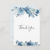 青いフローラのお葬式の礼状 サンキューカード (正面/裏面)
