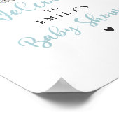 青いフローラのサファリの動物が赤ちゃんシャワーでドライブ ポスター (角)