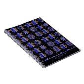 青いフローラのシームレスパパーソナライズされたターン名 ノートブック (右側)