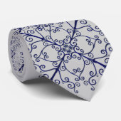 青いフローラのスクロールタイ ネクタイ (ロール)