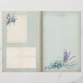 青いフローラのストライプのShabby Journalページ (正面)
