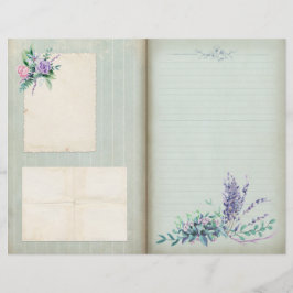 青いフローラのストライプのShabby Journalページ
