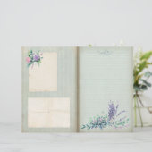 青いフローラのストライプのShabby Journalページ (スタンド正面)