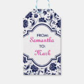 青いフローラのマスク(白い背景) ギフトタグ (正面)