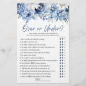 青いフローラの上または下のブライダルシャワーゲーム 便箋 (正面)