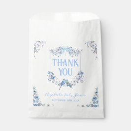 青いフローラの弓クレスト男の子の赤ちゃんシャワー フェイバーバッグ