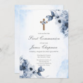 青いフローラの最初のコミュニティの招待 招待状 (正面/裏面)