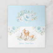 青いフローラの森林動物シャワー プレイスカード (外部開封)