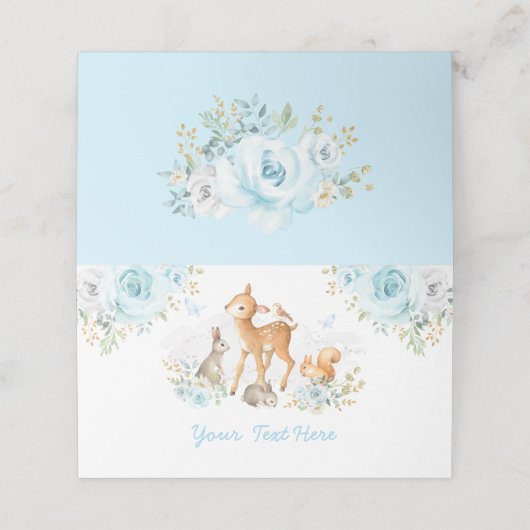 青いフローラの森林動物シャワー プレイスカード (外部開封)