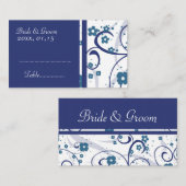 青いフローラの結婚渦巻き旋回の場所の設定カード プレイスカード (正面/裏面)