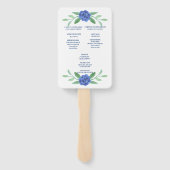 青いフローラの緑の葉結婚式 プログラムファン ハンドファン (裏面)