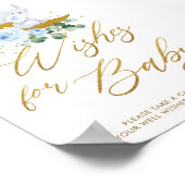 青いフローラの緑の象がベビーサインを願う ポスター (角)