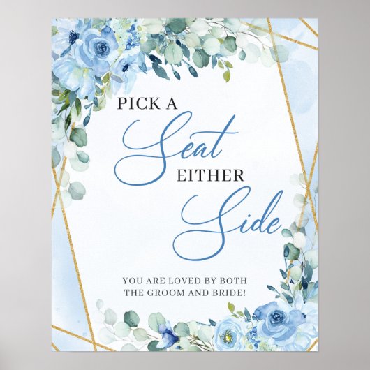 青いフローラの緑の金ゴールドシートを両側に選択 ポスター (正面)