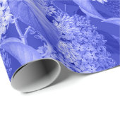 青いフローラの背景と蝶 ラッピングペーパー (ロールコーナー)
