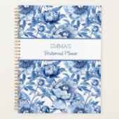 青いフローラの花嫁パーソナライズされたメイドフラワー プランナー手帳 (正面)