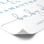 青いフローラの赤ちゃんシャワー歓迎サイン ポスター (角)