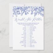 青いフローラは彼女はむしろブライダルシャワーゲーム 招待状 (正面)