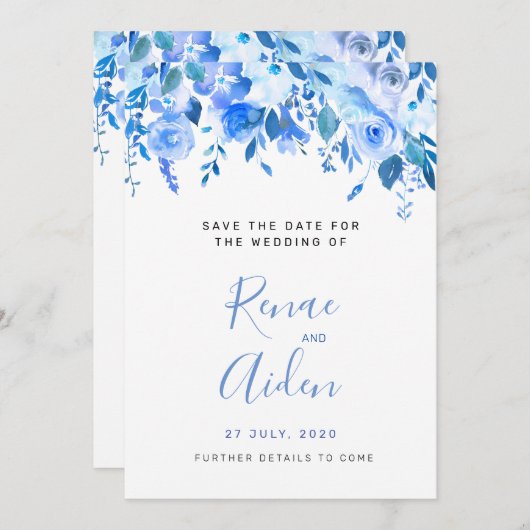 青いフローラは日付を保存し、青いフローラ セーブザデート (正面/裏面)