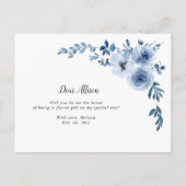 青いフローラは私のフローガールカードになる インビテーションポストカード (裏面)