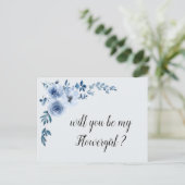 青いフローラは私のフローガールカードになる インビテーションポストカード (スタンド正面)