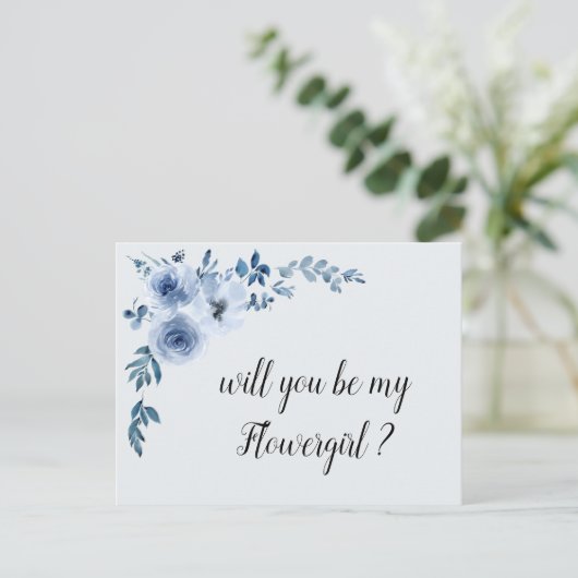 青いフローラは私のフローガールカードになる インビテーションポストカード (スタンド正面)