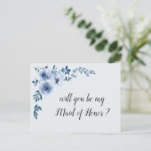 青いフローラは私のメイド・オブ・オーナー（花嫁付き添い人）カード インビテーションポストカード (スタンド正面)