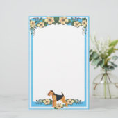 青いフローラひな形（単線） 便箋 (スタンド正面)