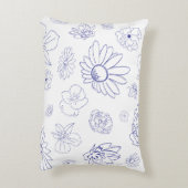 青いフローラアクセント枕 アクセントクッション (裏面(縦))