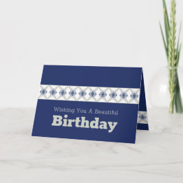 青いフローラアクセント カード